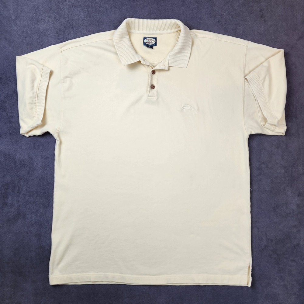 Vintage Tommy Bahama Polo Shirt‎ Mens XL Yellow Short Sleeve Cotton Casual